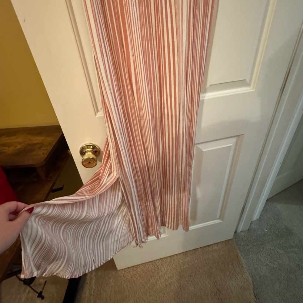 Striped Sleeveless Maxi Dress - Pink and White - Picture 2 of 3